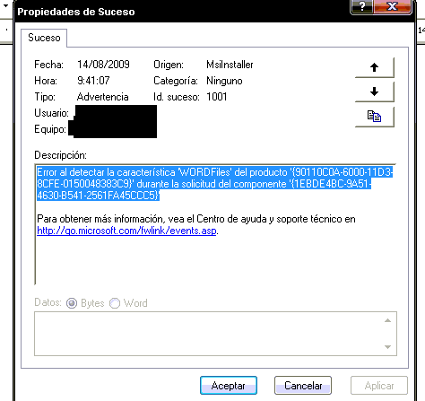 Msinstaller error word