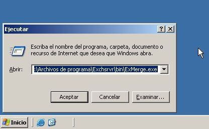 Ejecutar exmerge en Exchange